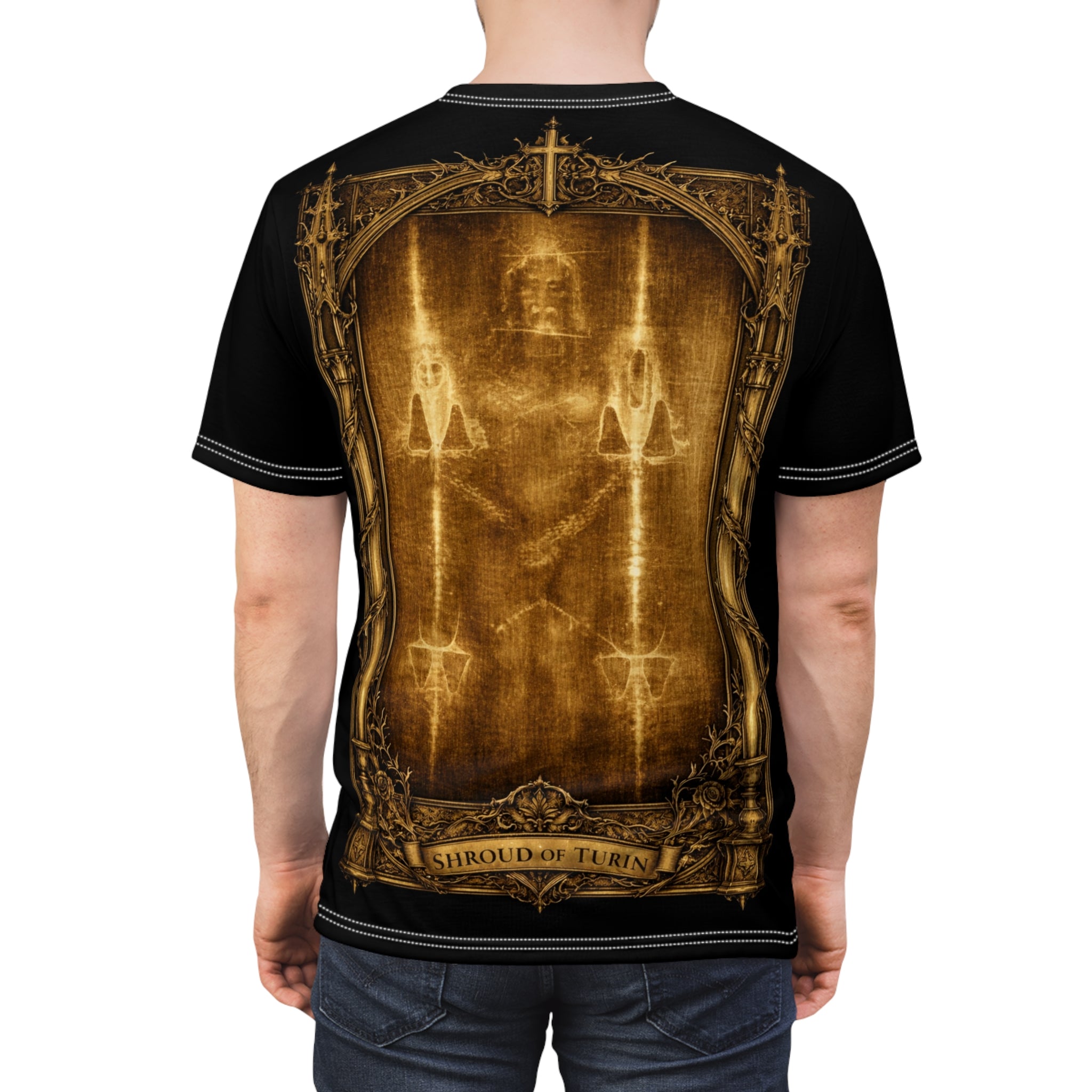 Shroud of Turin Black Cut & Sew T-Shirt